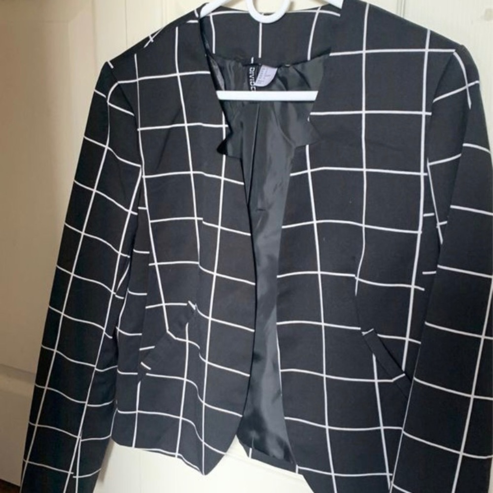 Black and white blazer